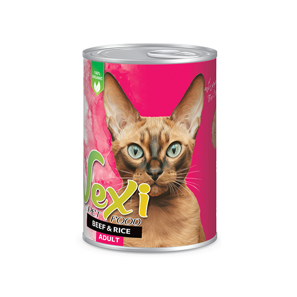 کنسرو پته ای گربه وکسی طعم گوساله و برنج 400 گرمی VEXI Cat adult With lamb