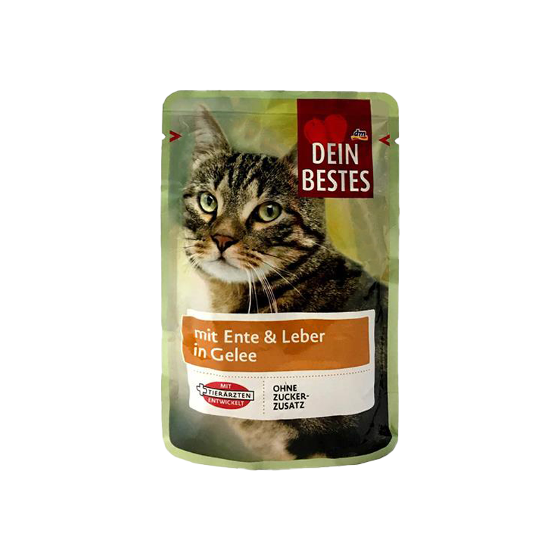 پوچ گربه دین بستس با طعم اردک و جگر Dein Bestes Duck & Liver وزن 100 گرم