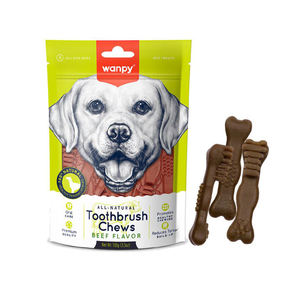 تشویقی دنتال ونپی طعم گوساله مدل مسواکی 100 گرمی wanpy Toothbrush Chews Beef