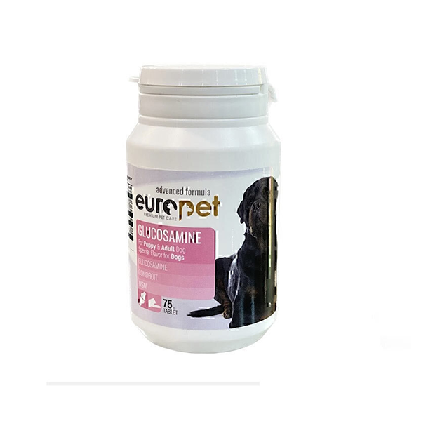 قرص گلوکزامین سگ یوروپت Europet Dog Glucosamine Tablet بسته 75 عددی