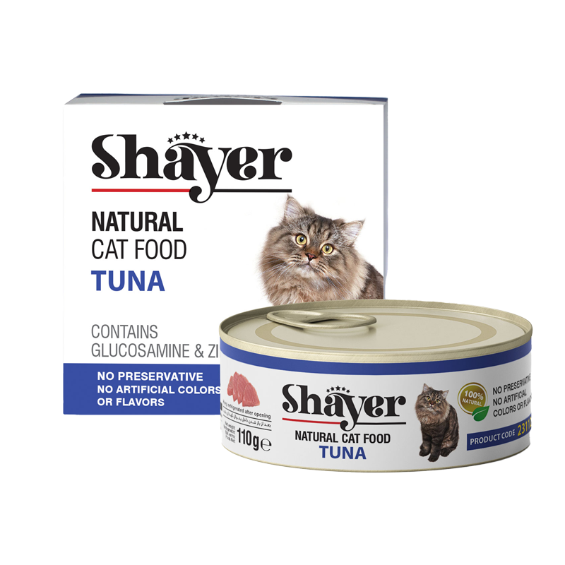کنسرو نچرال غذای گربه با طعم ماهی تن شایر Shayer Natural With Tuna وزن 110 گرم