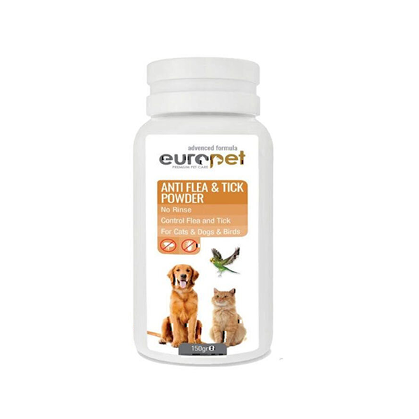 پودر ضد کک و کنه یوروپت مخصوص پرندگان و سگ و گربه Europet Anti Flea & Tick Powder وزن 150 گرم