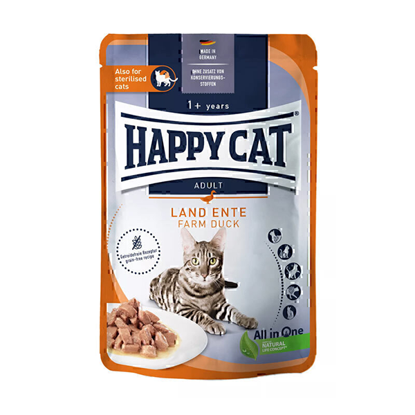 پوچ گربه با طعم اردک هپی کت Happy Cat Culinary Farm Duck وزن 85 گرم