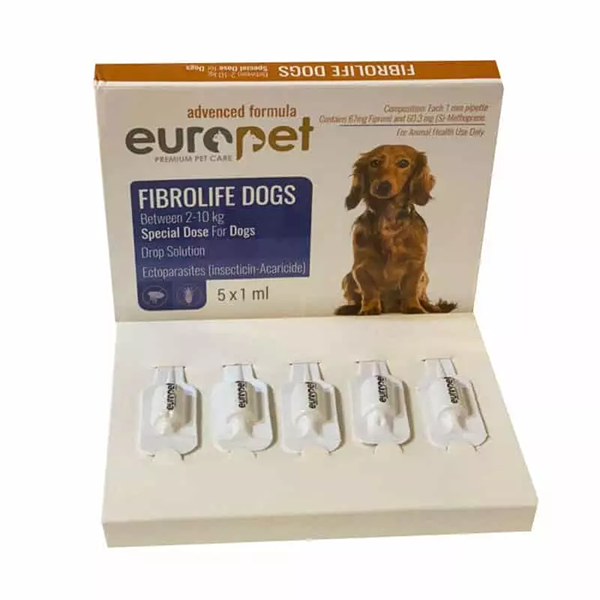قطره ضد کک و کنه سگ 5 عددی یوروپت (europet)