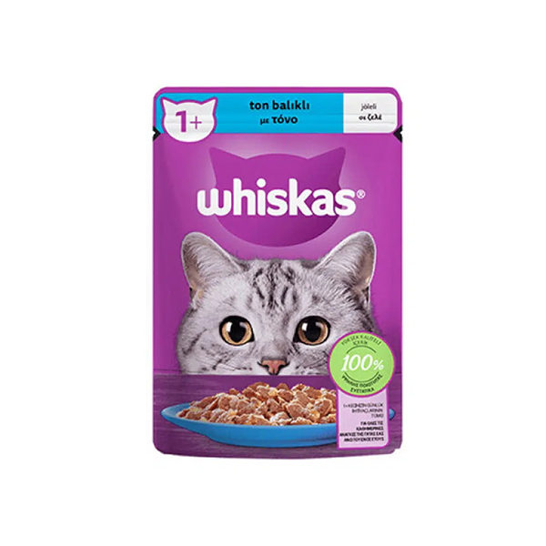 پوچ گربه ویسکاس Whiskas با طعم خرگوش و بوقلمون در آب گوشت 75 گرمی