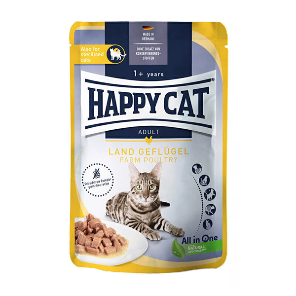 پوچ گربه با طعم مرغ هپی کت Happy Cat Culinary Farm Poultry وزن 85 گرم