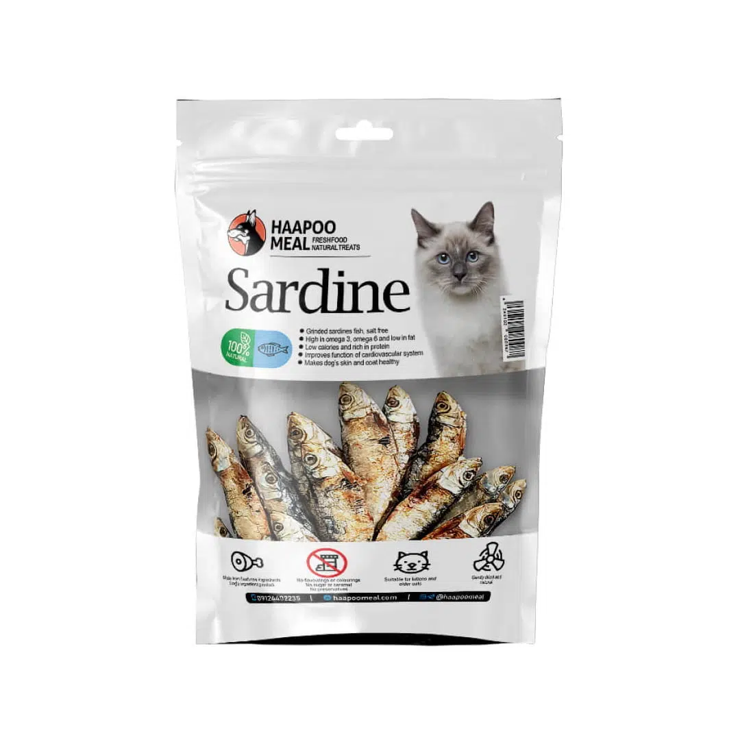 تشویقی ماهی ساردین، مخصوص گربه، 30 گرمی، هاپومیل Haapoomeal, cat Treat, Sardines, 30g