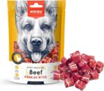 تشویقی سگ ونپی مدل تکه‌های گوشت گاو کباب‌شده Wanpy Beef Marbled Bites وزن 100 گرم