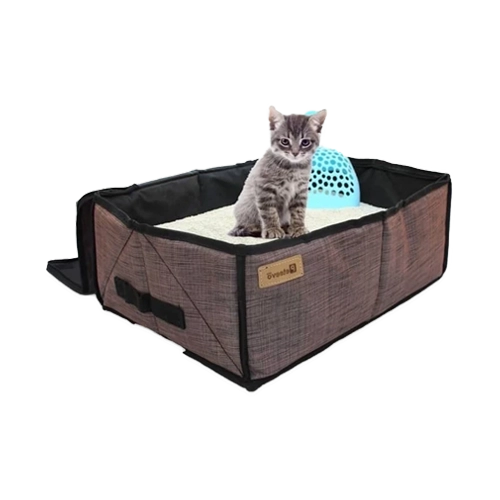 ظرف خاک گربه مدل تاشو LIIER BOX برند Peteevo پتیوو قهوه ایی