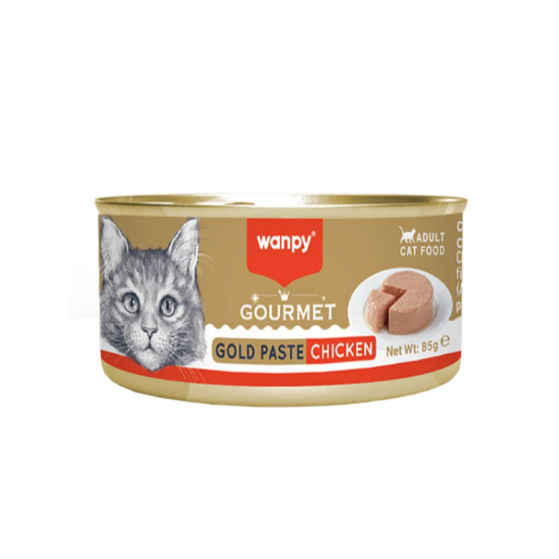 492723d7246040a396090badac91d9d1 کنسرو غذای گربه گورمت ونپی با طعم مرغ Wanpy chicken Gourmet Gold Paste وزن 85 گرم - تصویر 1