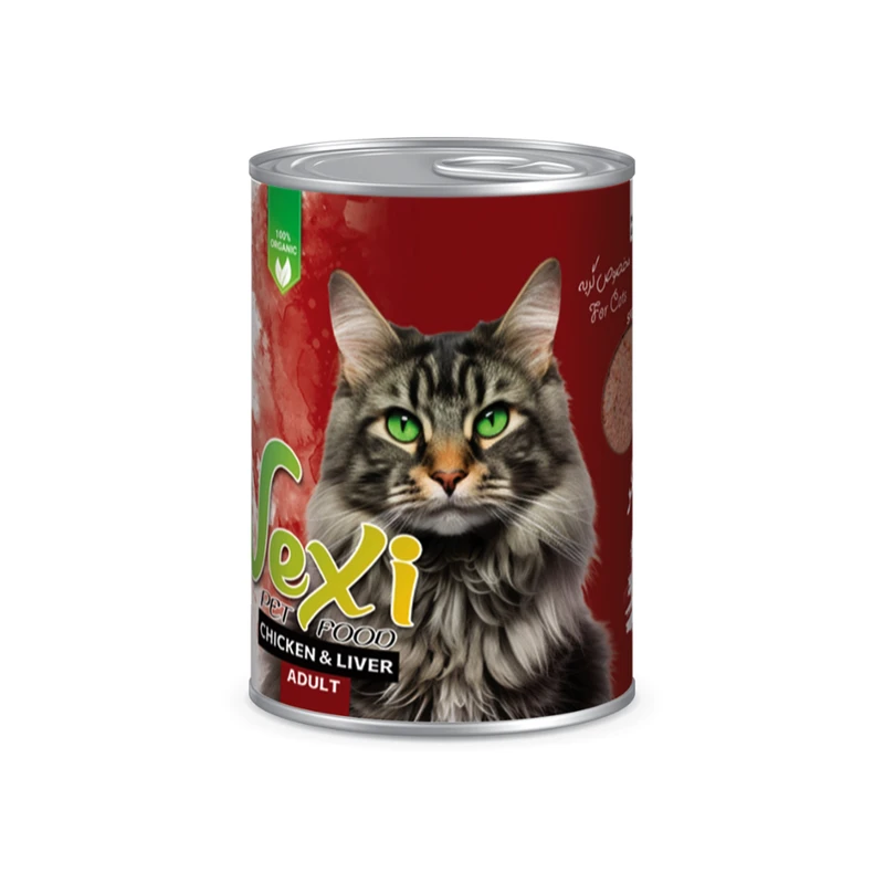 کنسرو پته ای گربه وکسی طعم مرغ و جگر 400 گرمی VEXI canned With chicken & LIVER 400 g