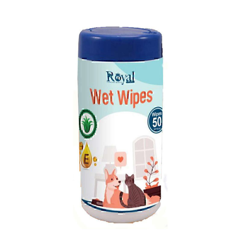 دستمال مرطوب سگ و گربه رویال کوکو royal coco بسته 50 عددی