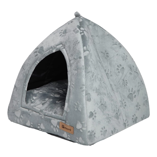 Peteevo-Cat-Dog-Bed-Model-Paw-Mia-Grey-1 لانه مثلثی حیوانات خانگی مدل PAW MIA برند Peteevo پتیوو(طرح پنجه) - تصویر 1
