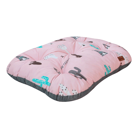 Peteevo-Dog-Bed-Model-Pink-Cactus-Plush جای خواب حیوانات مدل plush برند پتیوو Peteevo سایز مدیوم M (طرح کاکتوس صورتی) - تصویر 1