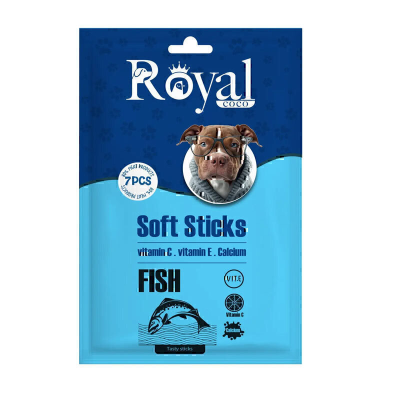 تشویقی مدادی نرم سگ رویال کوکو طعم ماهی Royal coco soft sticks with fish بسته ۷ عددی