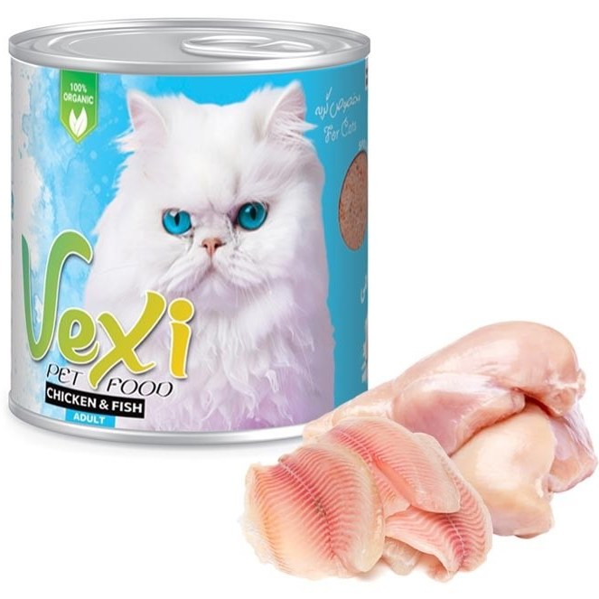 uL_S8HGhbcTIJRrs کنسرو پته ای گربه وکسی طعم مرغ و ماهی 800 گرمی VEXI cat With chicken & fish 800 g - تصویر 1