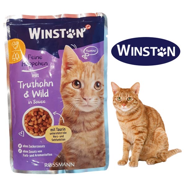 پوچ گربه وینستون طعم بوقلمون و گوشت شکار 100 گرم Wiston Pouch With Truthahn 100g