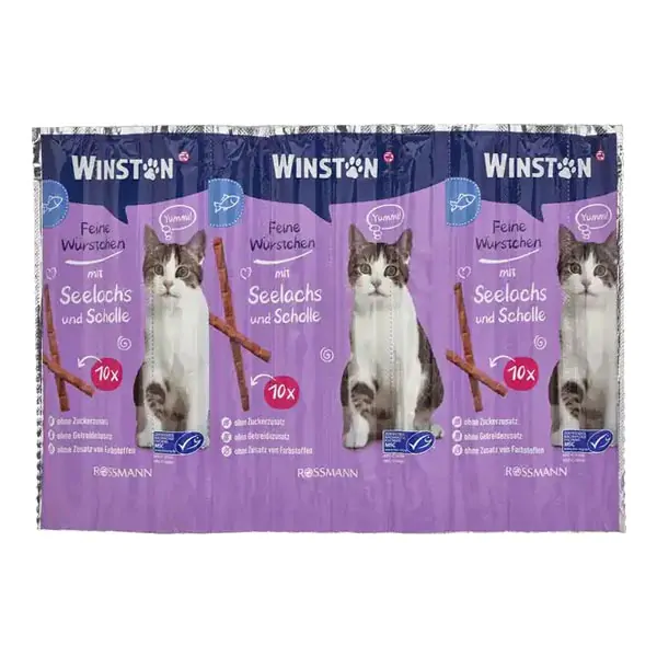 تشویقی-مدادی-وینستون-ماهی.jpg تشویقی مدادی گربه وینستون طعم ماهی 10 عددی Winston, Cat treat sticks Salmon - تصویر 1