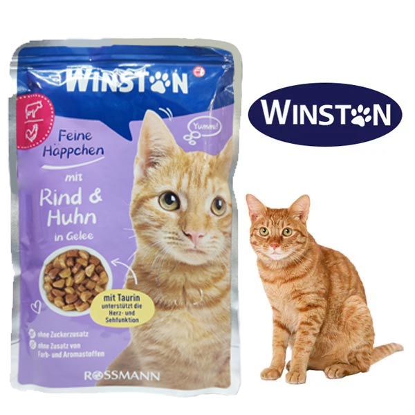 پوچ-6 (1) پوچ گربه وینستون گوشت گوساله و مرغ در ژله 100 گرم Winston Pouch With Rind And Leber 100g - تصویر 1