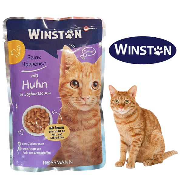 پوچ گربه وینستون با طعم مرغ در سس مرغ Winston Chicken In Chicken Sauce وزن 100 گرم