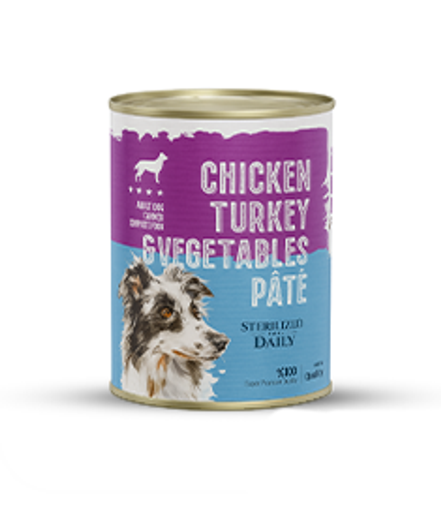کنسرو پته دی پی اس سگ عقیم طعم مرغ ، بوقلمون و سبزیجات DPS for adult dog sterilized 400g