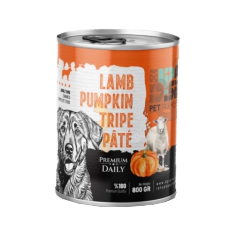 کنسرو پته پریمیوم دی پی اس سگ طعم بره ، سیرابی و کدوتنبل DPS for dog premium veal pumpkin tripe 400g