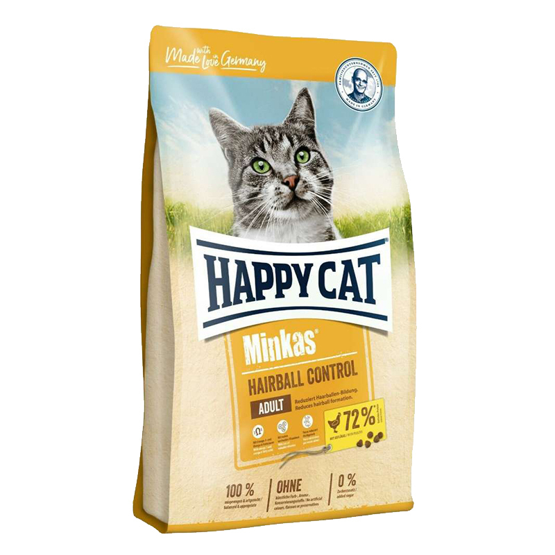 غذای خشک گربه هربال هپی کت مینکاس طعم مرغ Happy Cat Minkas Hairball وزن 1 کیلوگرم فله