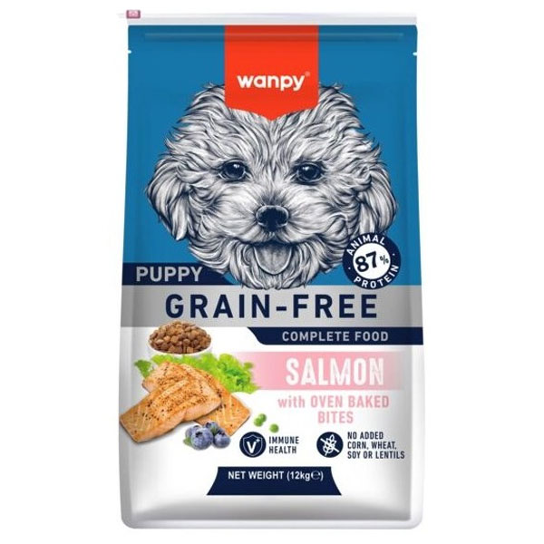 غذای خشک پاپی (توله سگ) ونپی ماهی سالمون پک شرکتی(وزن 1.5KG) Wanpy Grain Free Dry Food For puppy Dog-Salmon