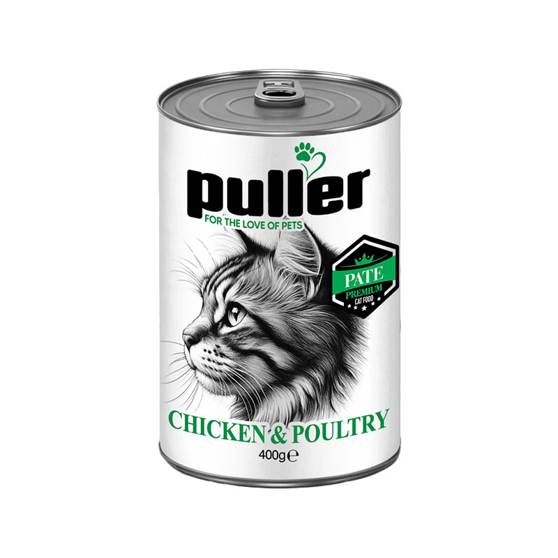 کنسرو غذای گربه پولر با طعم مرغ و گوشت پرندگان Puller Premium وزن 4۰۰ گرم