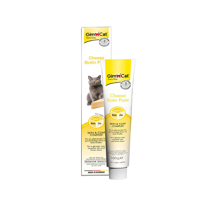 خمیر مالت گربه بیوتین جیم کت با طعم پنیر GimCat Cheese Biotin Paste وزن 50 گرم