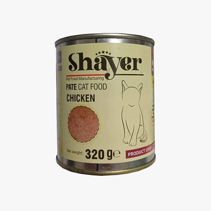 کنسرو غذای گربه با طعم مرغ شایر Shayer Pate With Chicken وزن 320 گرم
